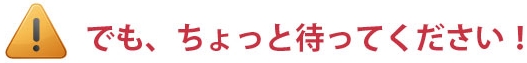 でも、ちょっと待ってください！